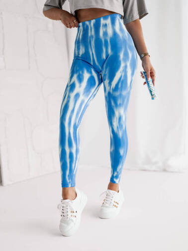WZORZYSTE LEGGINSY MODELUJĄCE- NIEBIESKIE