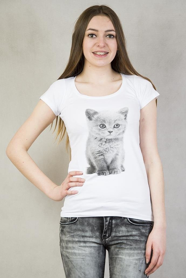 Biała bluzka z kotem