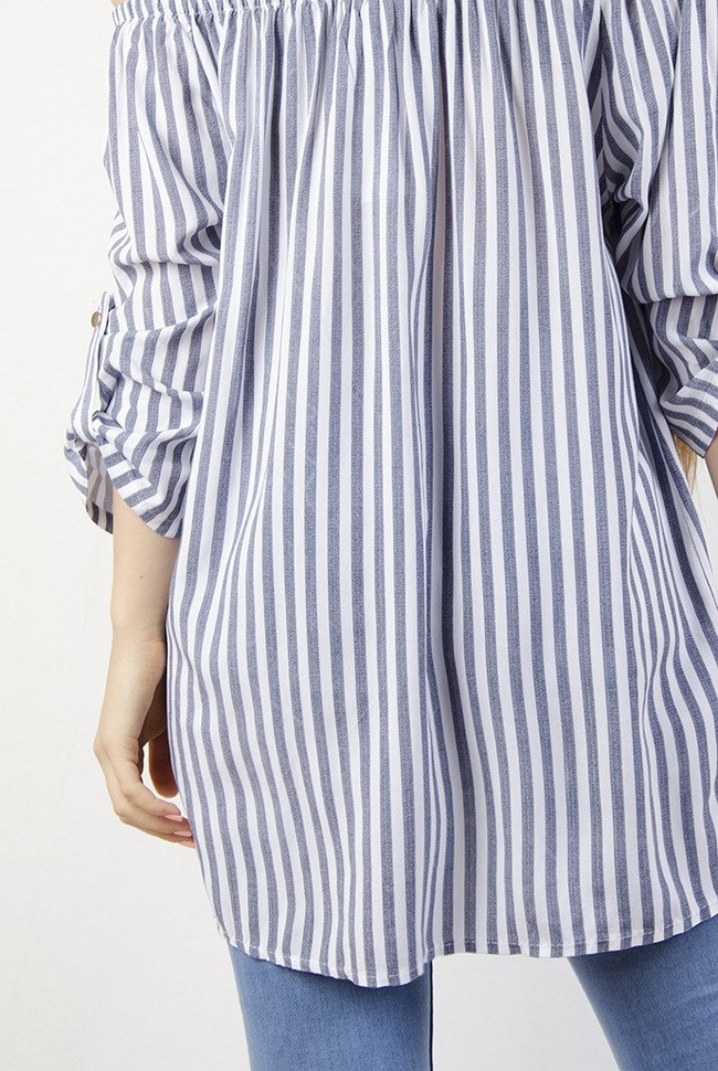 Bluzka hiszpanka w granatowe paski