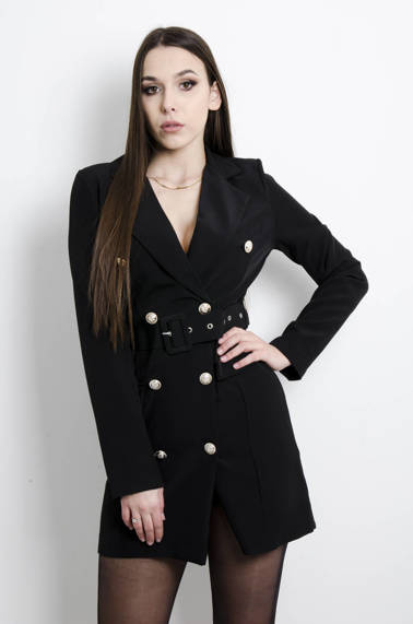 SUKIENKA CZARNA MARYNARKA Z PASKIEM