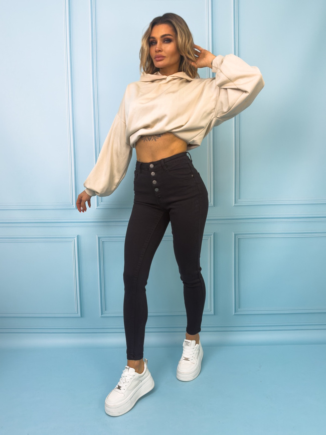 BLUZKA Z TEKSTUROWANEGO MATERIAŁU Z OZDOBNĄ KORONKĄ PRZY DEKOLCIE- ECRU