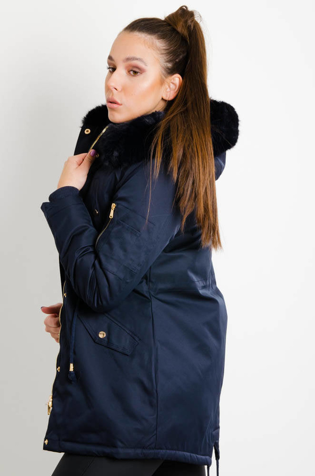 GRANATOWA KURTKA PARKA ZIMOWA