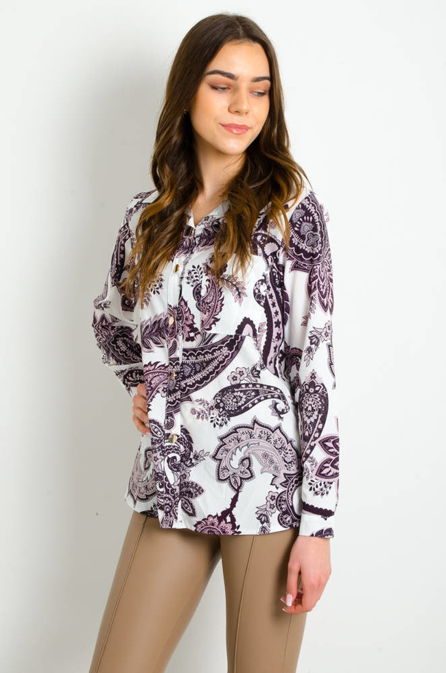 BIAŁA WZORZYSTA KOSZULA