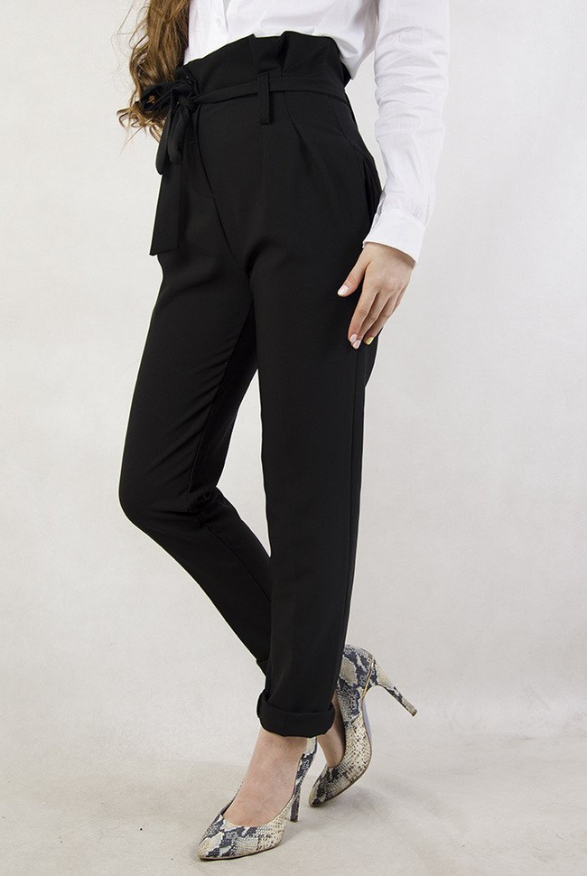 Czarne eleganckie spodnie z wysokim stanem