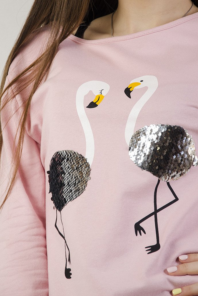 Różowa bluzka z flamingami 