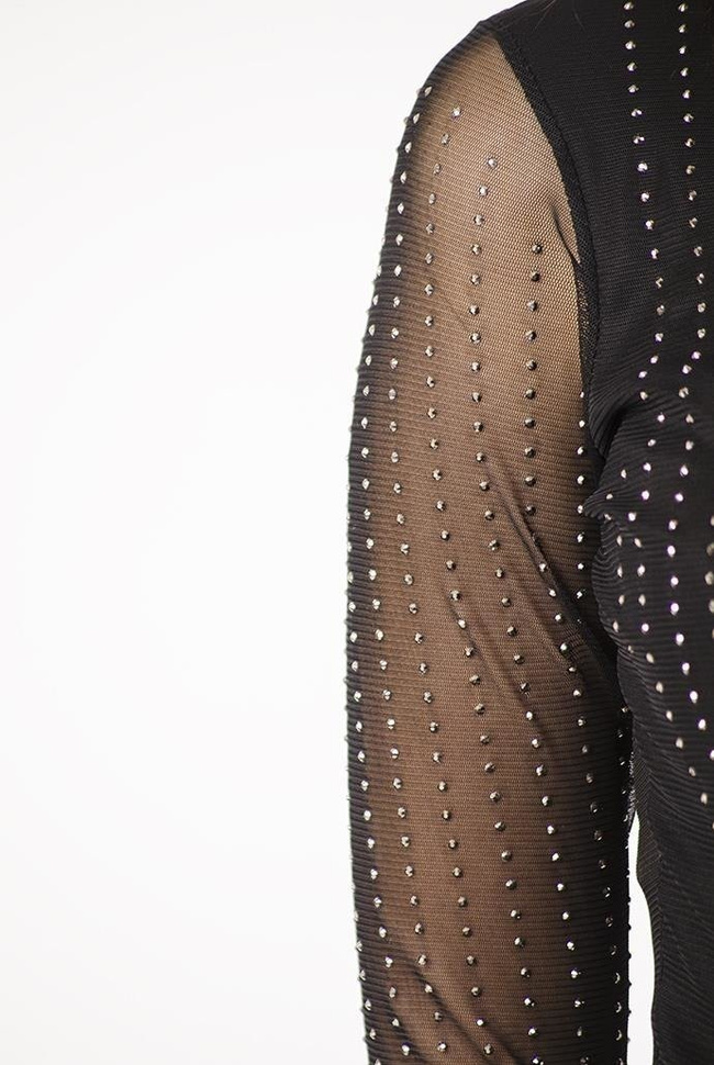 Czarne, siatkowane body z cyrkoniami