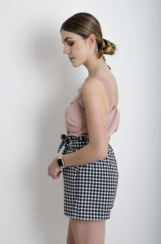 BIELIŹNIANY TOP Z KORONKĄ - JASNO-RÓŻOWY