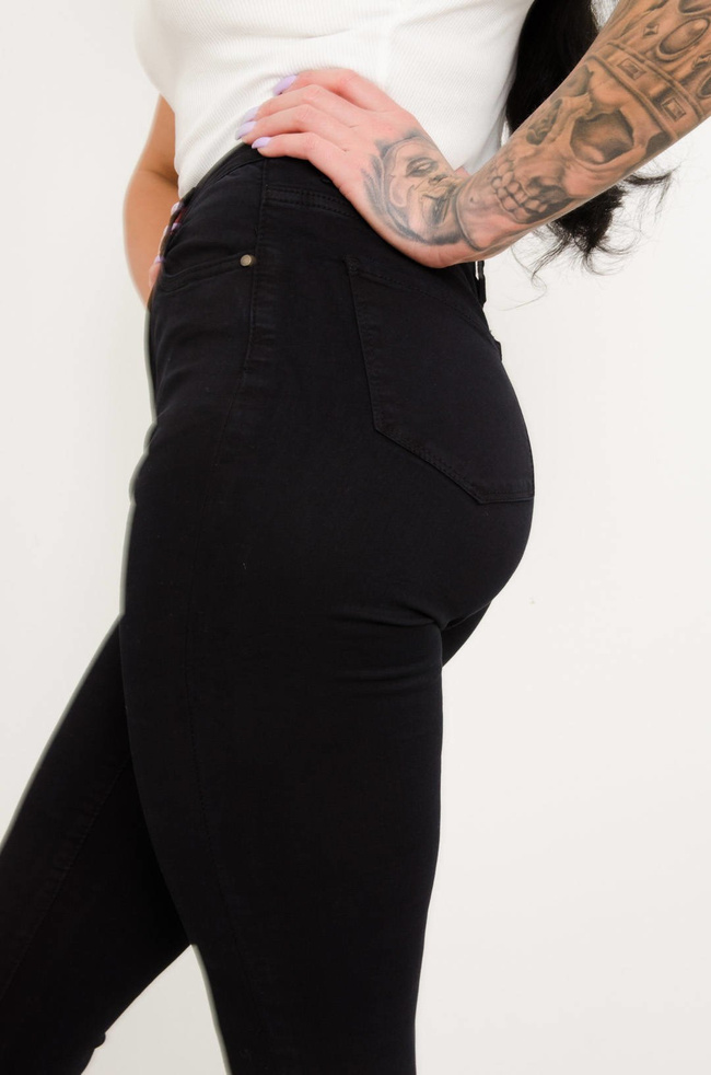 CZARNE SPODNIE Z WYSOKIEJ JAKOŚCI ELASTYCZNEGO MATERIAŁU-WYSOKI STAN