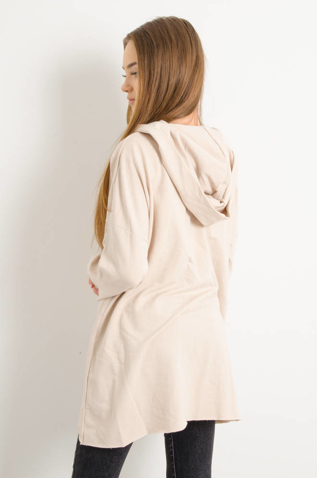 ASYMETRYCZNA BLUZKA Z OZDOBNĄ NASZYWKĄ- BEŻOWA