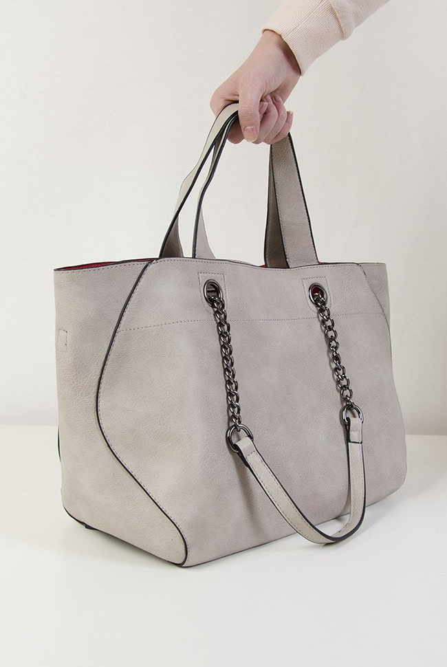 Szara torebka typu shopper 2w1