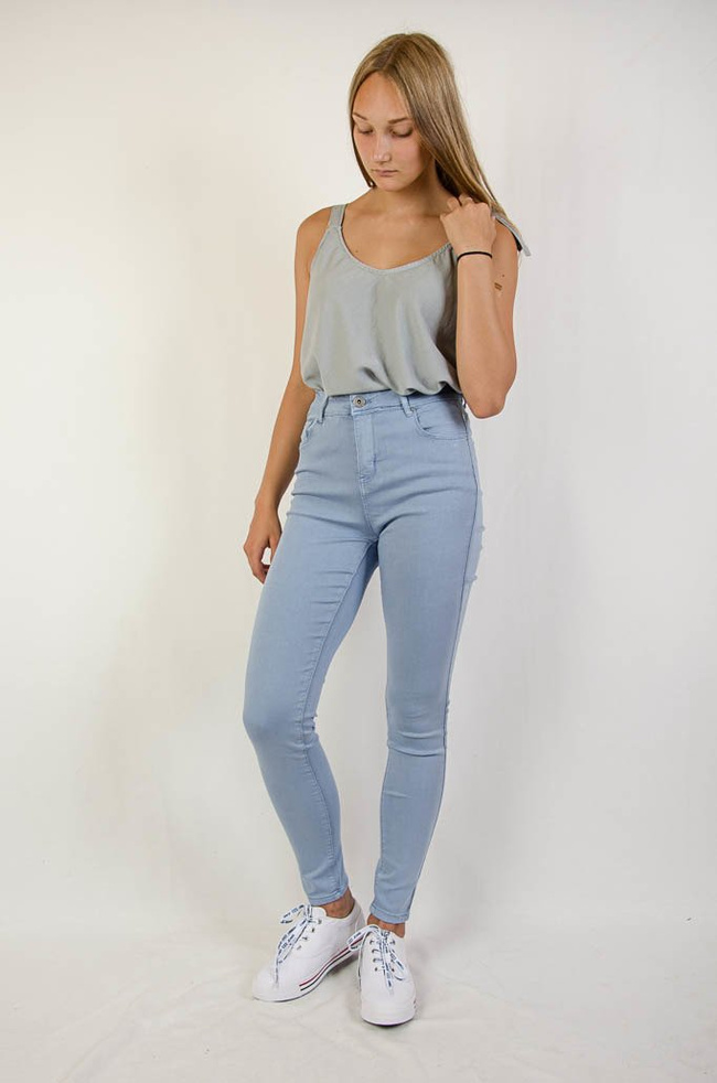 (DUŻE ROZMIARY M-XXXXL) Niebieskie spodnie z wysokim stanem