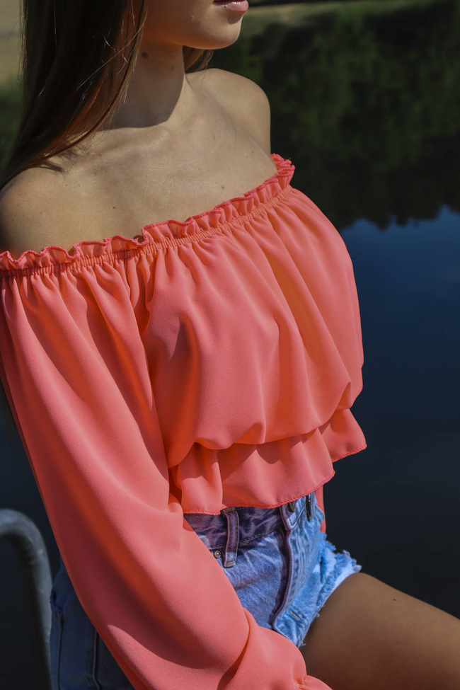 BLUZKA HISZPANKA NA DŁUGI RĘKAW - POMARAŃCZOWA