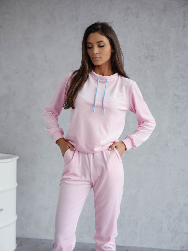 KOMPLET DRESOWY WELUROWY Z KONTRASTOWYMI SZNURKAMI- RÓŻOWY