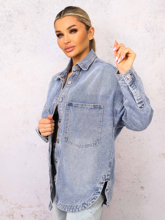 KURTKA KOSZULOWA JEANSOWA- JEANS