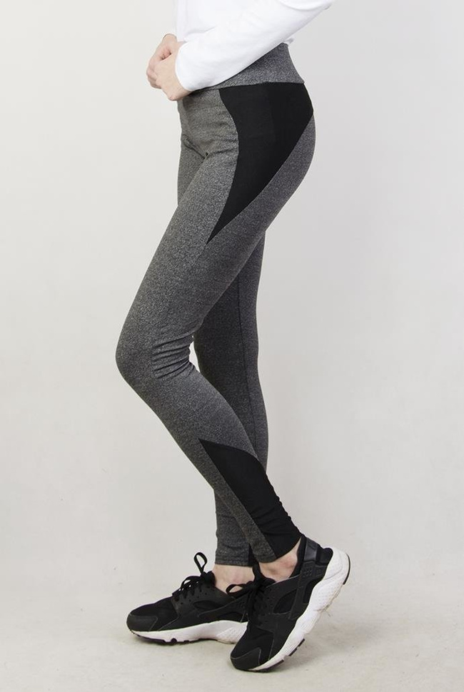 Szaro-czarne legginsy fitness