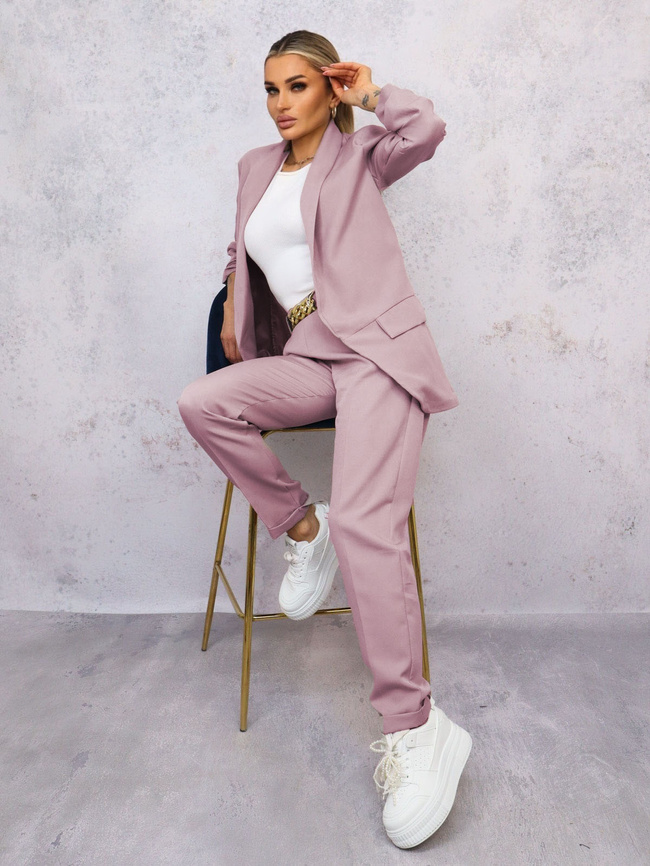 KOMPLET MARYNARKA+ SPODNIE- BRUDNY RÓŻ