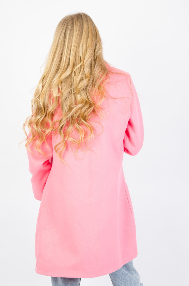 WIOSENNY PŁASZCZ W PASTELOWYM ODCIENIU - JASNO RÓŻOWY