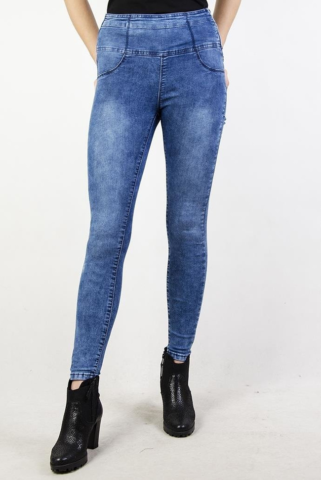 Spodnie jeansowe z zamkiem z boku, przylegające