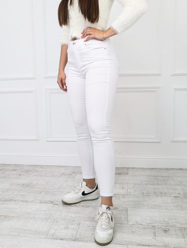 (DUŻE ROZMIARY M-XXXXL) Białe spodnie z wysokim stanem