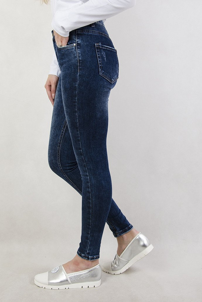 Spodnie jeansowe bez dodatków, z wysokim stanem