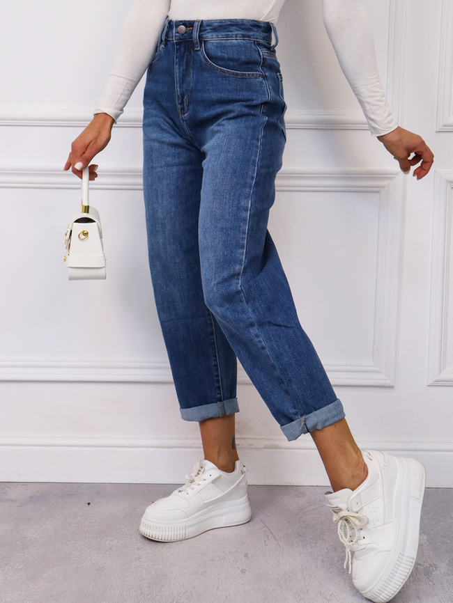 SPODNIE JEANSOWE MOM FIT- NIEBIESKIE