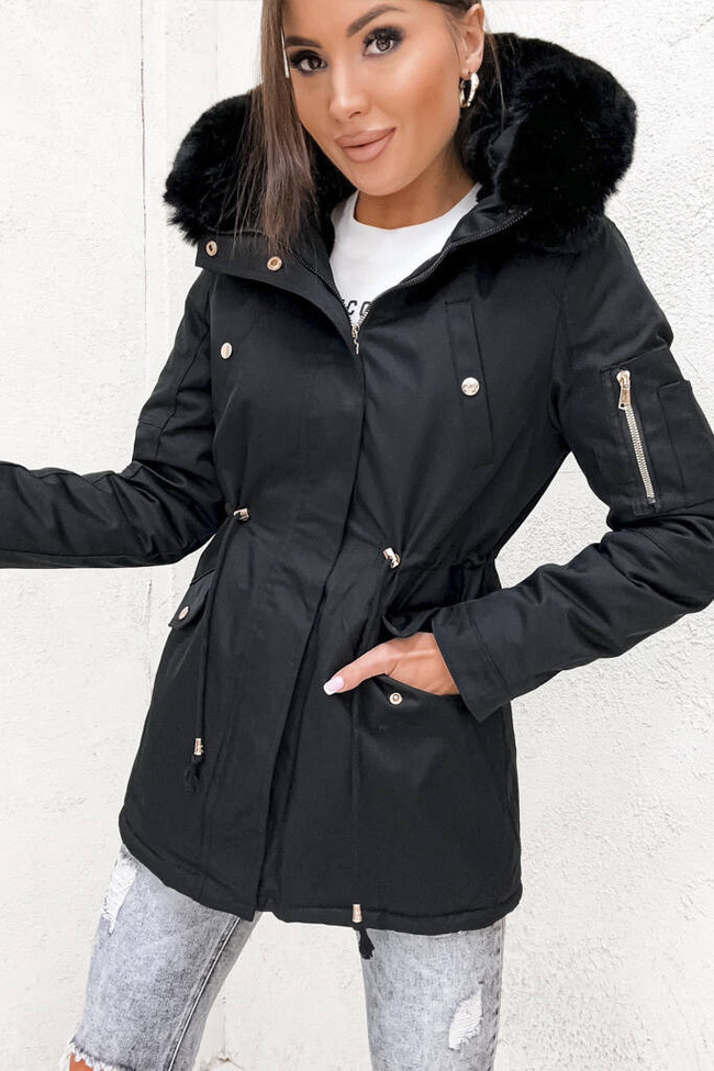 CZARNA KURTKA PARKA ZIMOWA