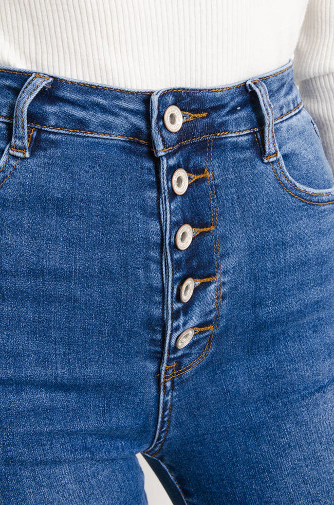 SPODNIE JEANSOWE Z GUZIKAMI- BARDZO WYSOKI STAN