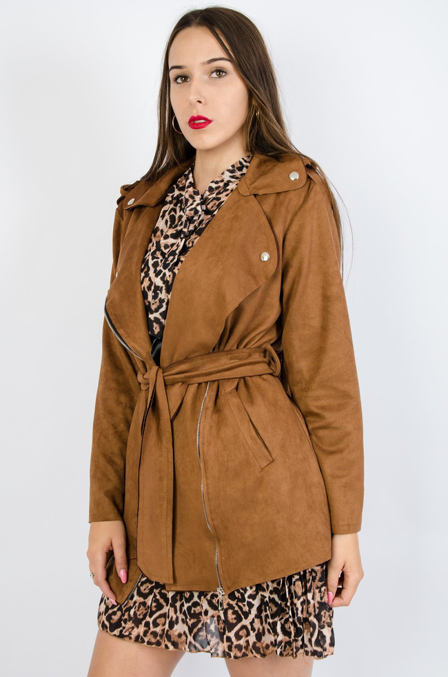 Płaszcz z imitacji zamszu