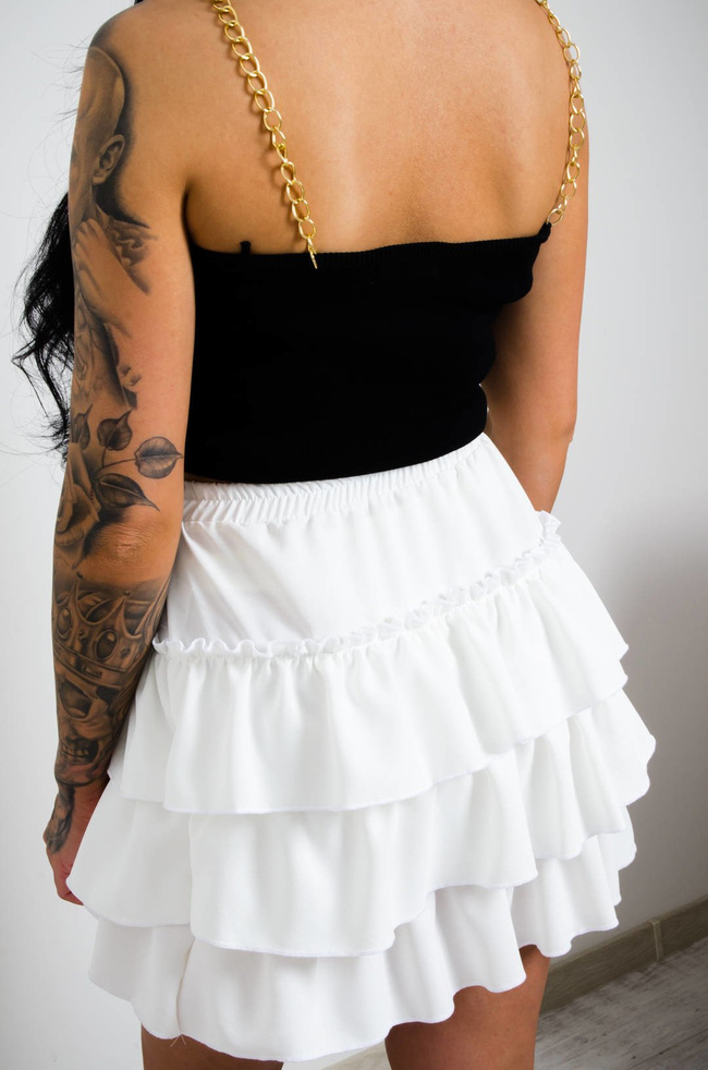 BIAŁA SPÓDNICA MINI Z FALBANAMI