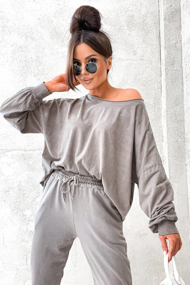 KOMPLET OVERSIZE SPODNIE+ BLUZA- BRĄZOWY