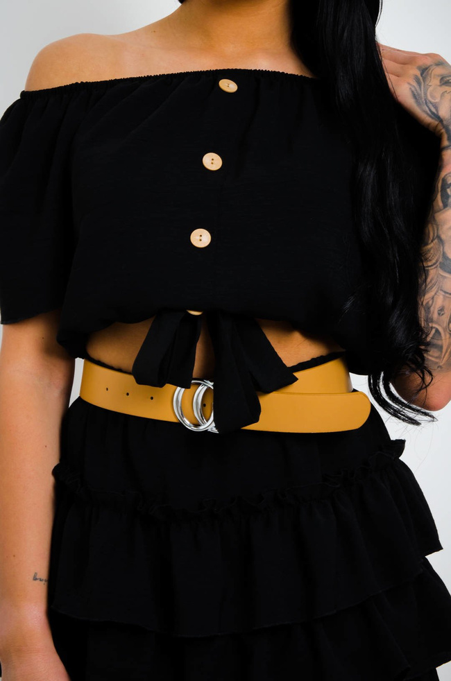 CZARNA KRÓTKA BLUZKA Z WIĄZANIEM