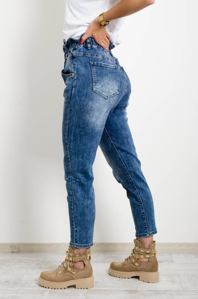 SPODNIE JEANSOWE BAGGY Z GUZIKAMI-WYSOKI STAN