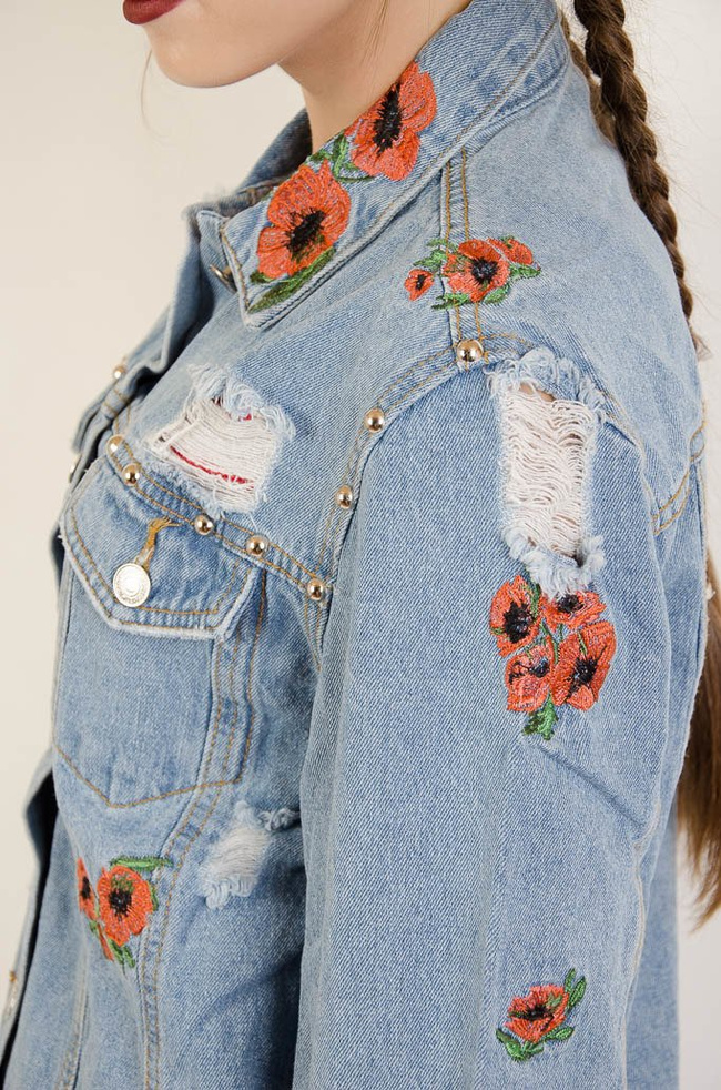 KURTKA JEANSOWA Z MAKAMI