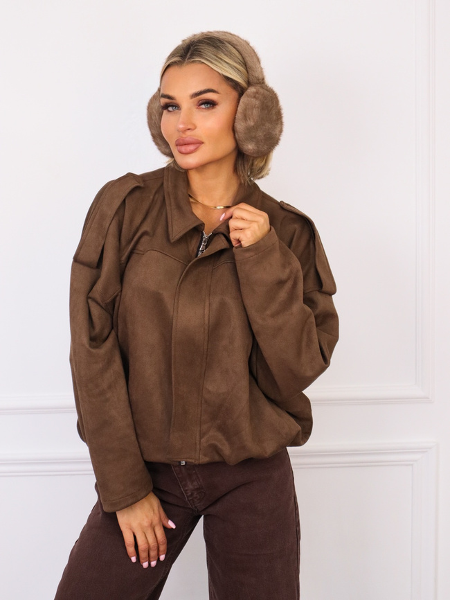 NAUSZNIKI FUTRZANE- BRĄZOWE