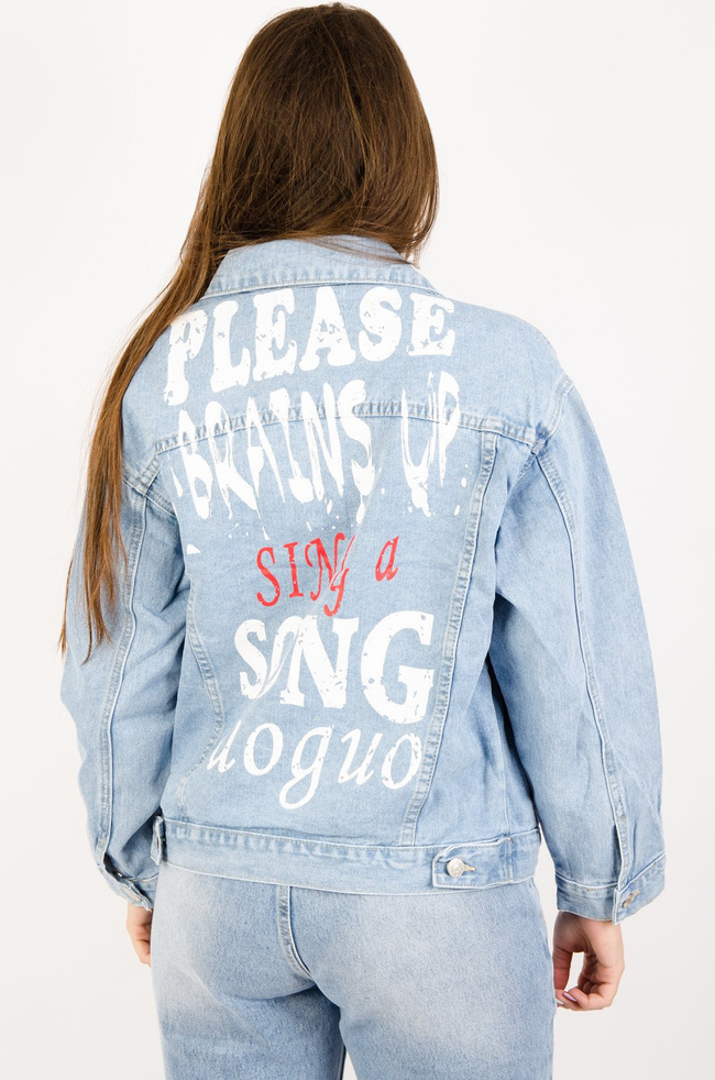 JASNA KURTKA JEANSOWA Z NAPISAMI