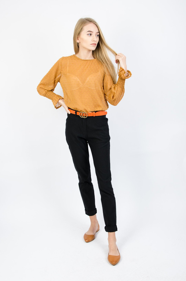 PASEK DAMSKI W KOLORZE POMARAŃCZOWYM ZE ZŁOTA KLAMRĄ 