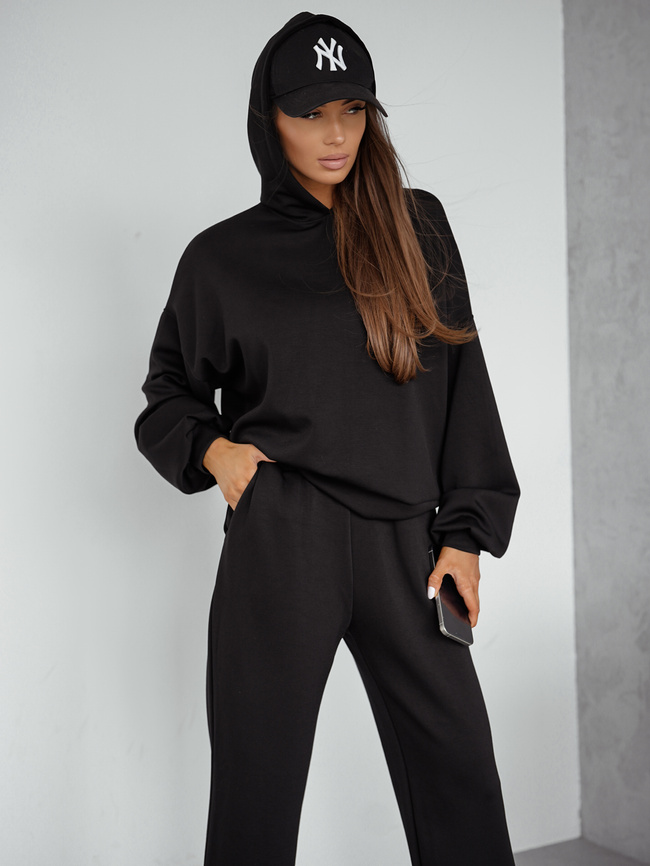 KOMPLET DRESOWY BLUZA Z KAPTUREM+ SPODNIE- CZARNY