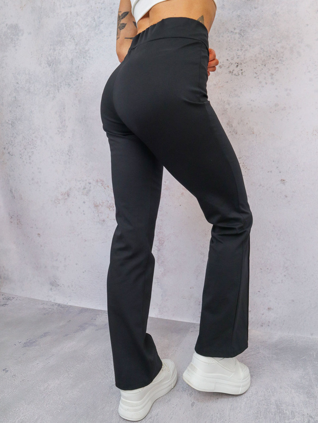 SPODNIE DZWONY FLARE Z PRZESZYCIEM- CZARNE