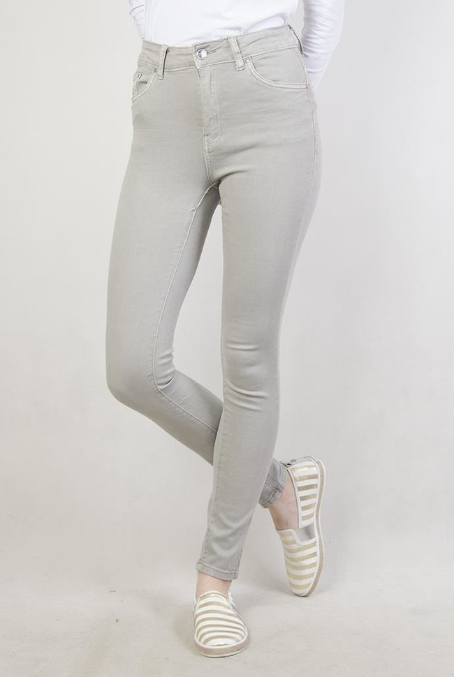 Jasnoszare spodnie przylegające z wysokim stanem