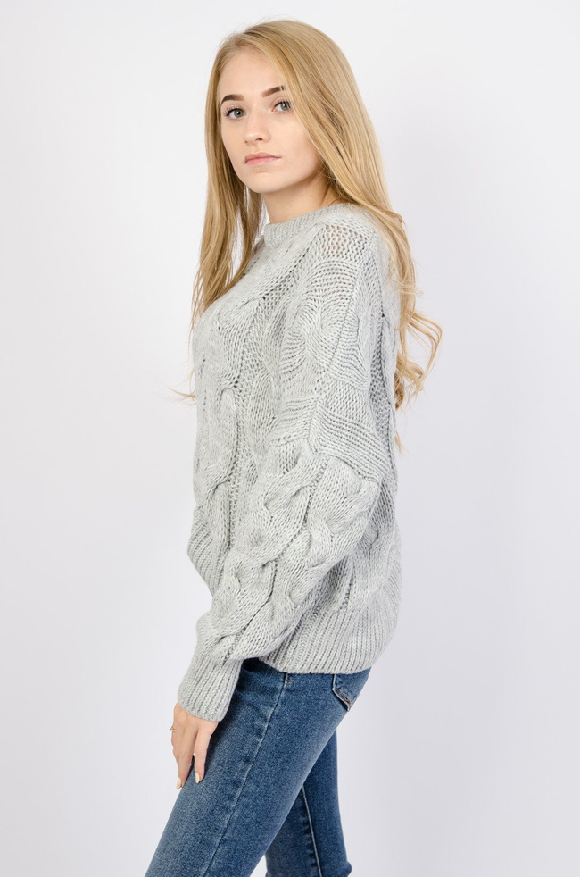 SZARY SWETER W WARKOCZ