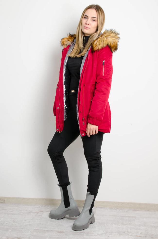 BURGUNDOWA KURTKA ZIMOWA PARKA NA MISIU 3 w 1