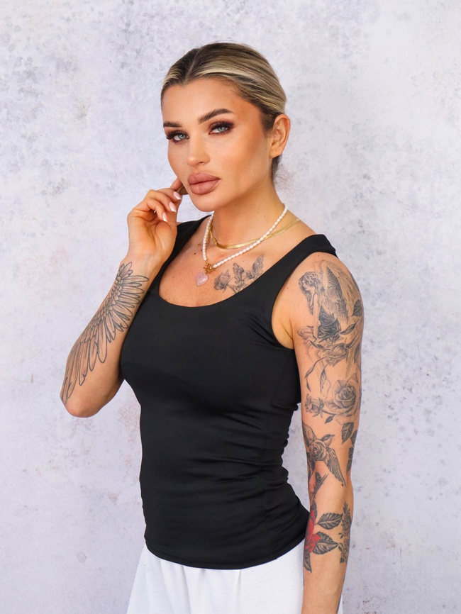 MODELUJĄCY DOPASOWANY TOP NA RAMIĄCZKACH- CZARNY