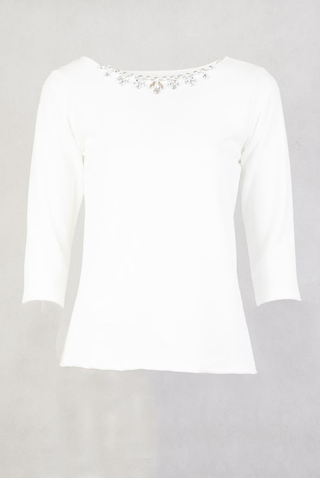 Biała bluzka z cyrkoniami