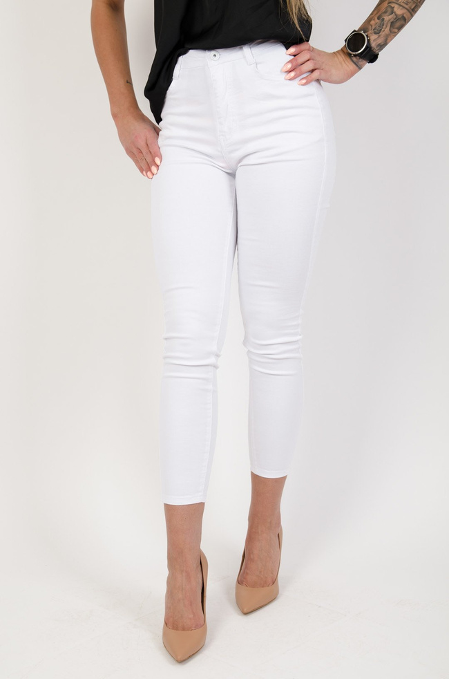 Białe dopasowane spodnie plus size (m-4xl)