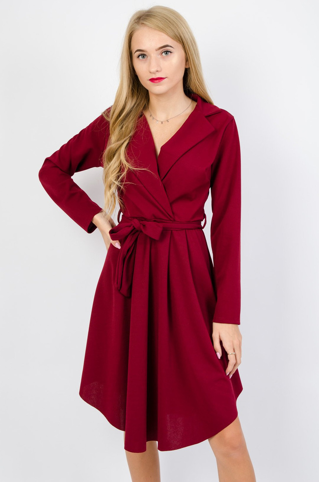 Bordowa kopertowa sukienka 