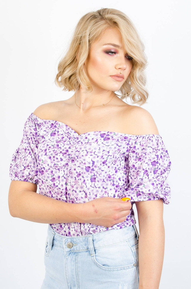 FIOLETOWA BLUZKA W KWIATY