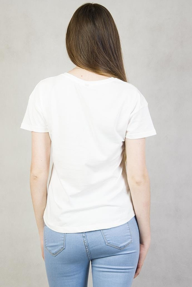 Biała bluzka z kotem w kieszonce