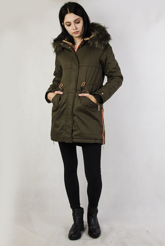 Parka khaki z ociepleniem