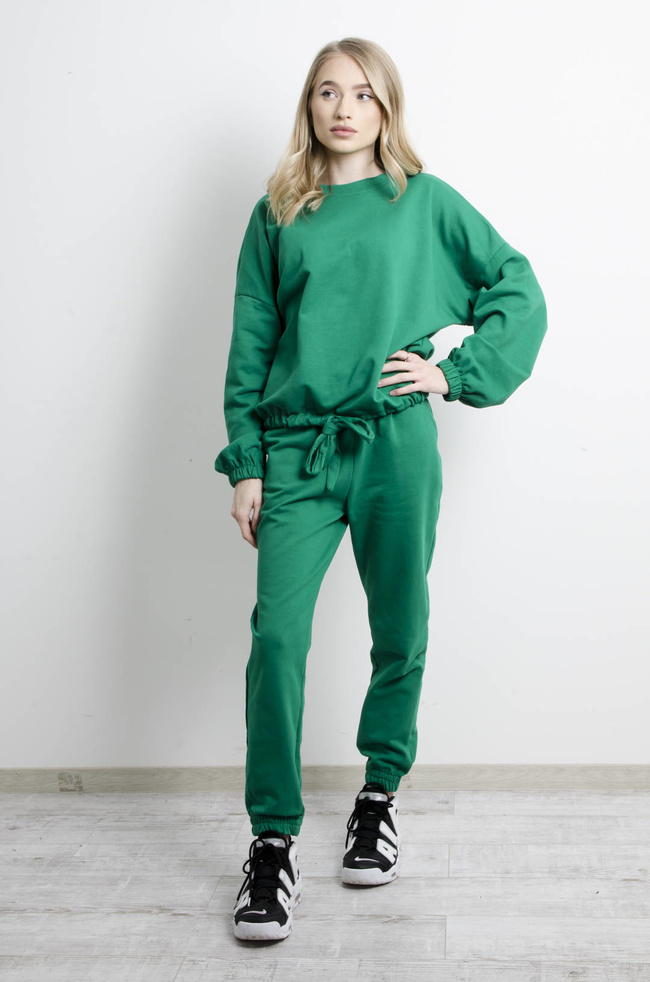 KOMPLET DRESOWY BAWEŁNIANY W KOLORZE ZIELONYM