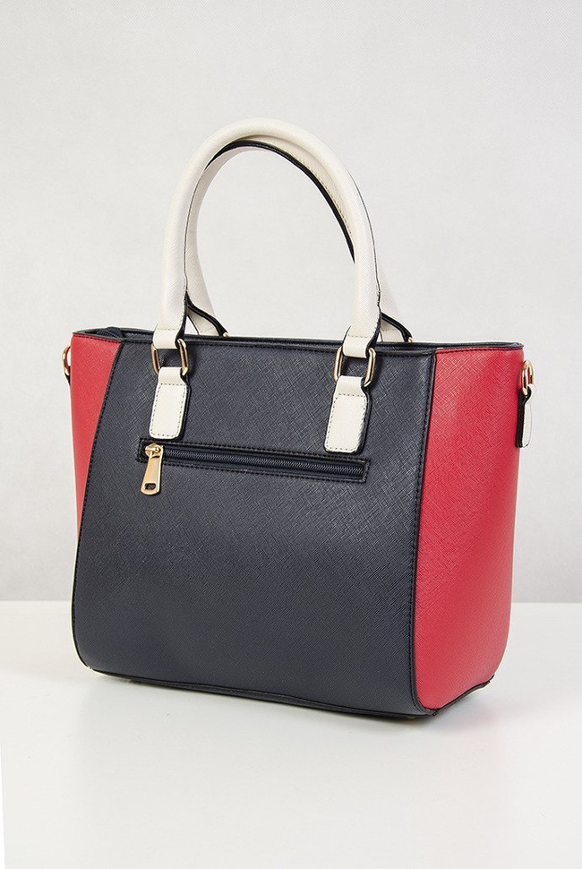 Torebka  czerwono granatowa z kremową rączką typu shoppper